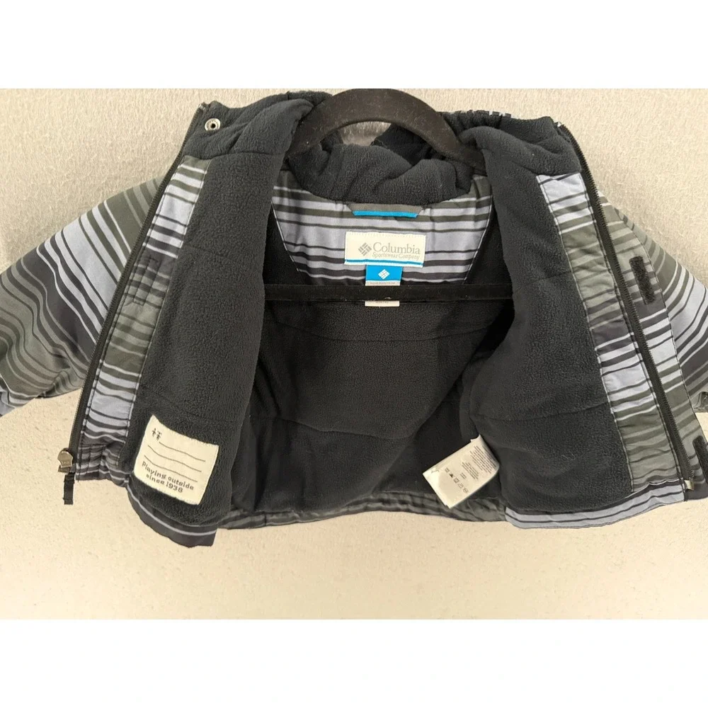 Columbia Jacket Baby Boys‎ 6/12 Months Black Gray Fleece Lined Stripe Hooded